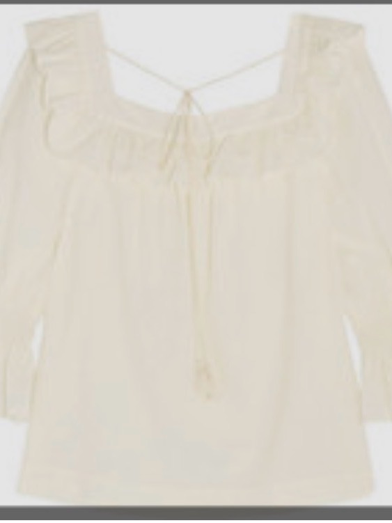 Rachel Zoe Cream Off-Shoulder Tie-Neck Blouse